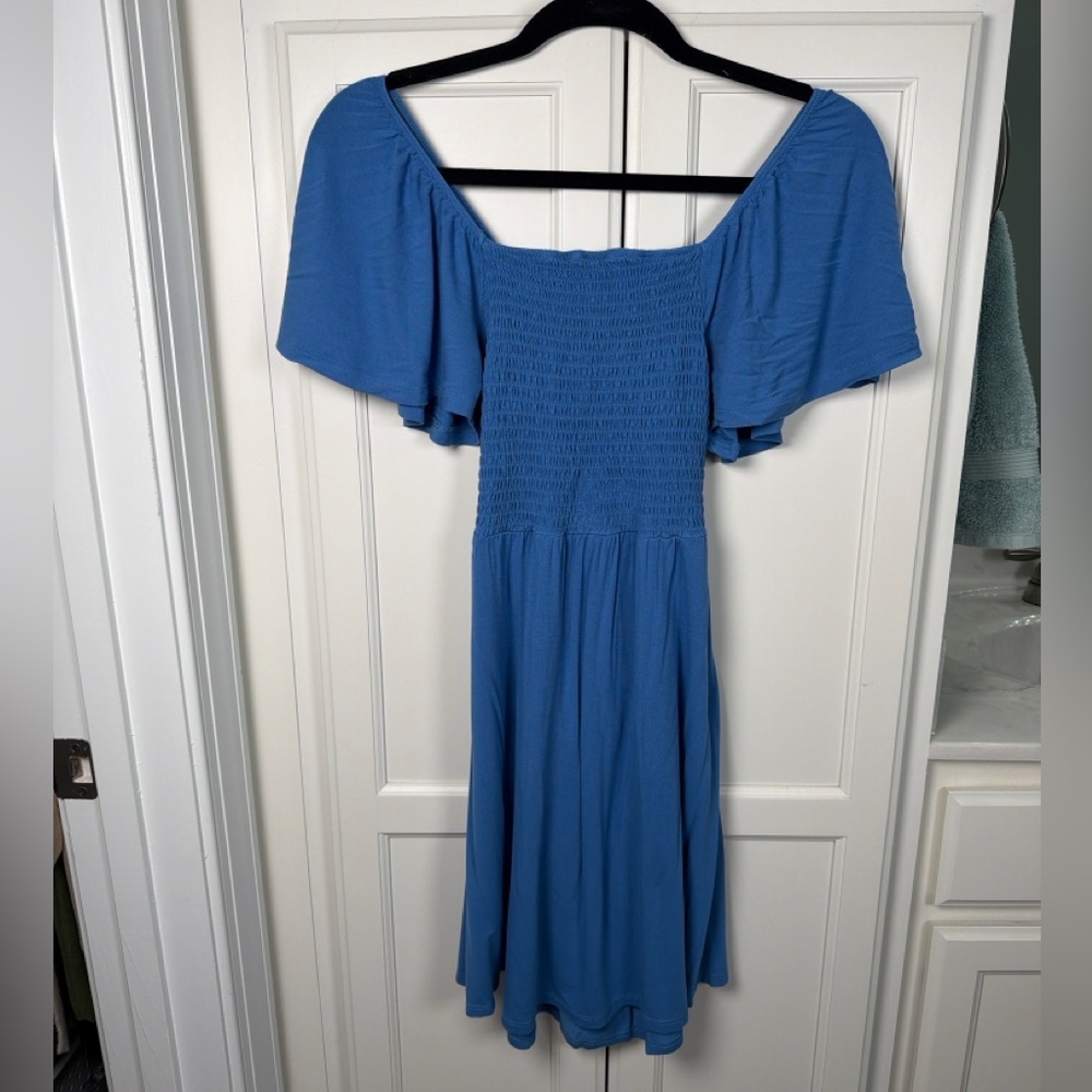 VENUS Blue Smocked Mini Dress